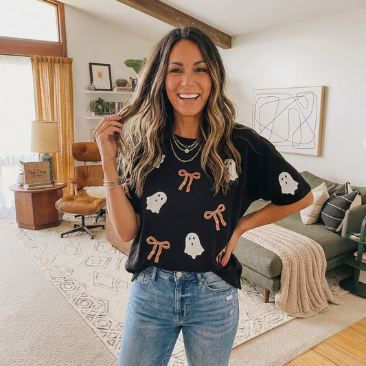 Boo & Bows Sequin Tee