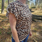 Leopard Print Ruffled Sleeve Blouse