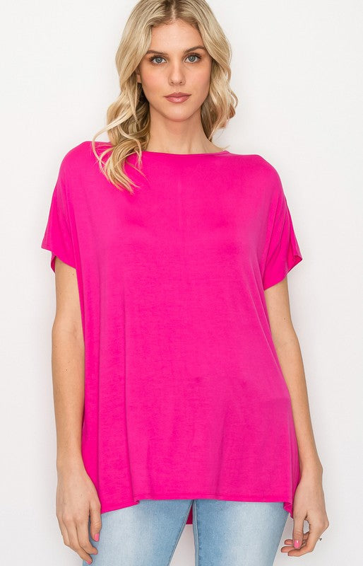 Basic Boat Neck Top - Tropical Pink
