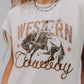 Western Cowboy Roped Embroidery T Shirt