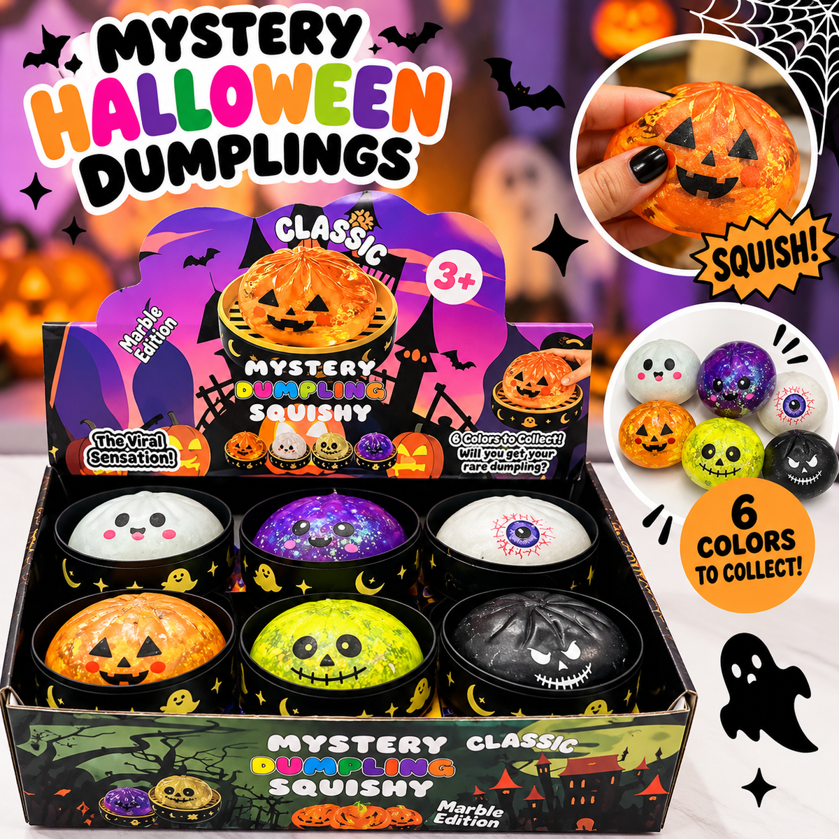 Mystery Halloween dumpling squishy toys six collectible designs