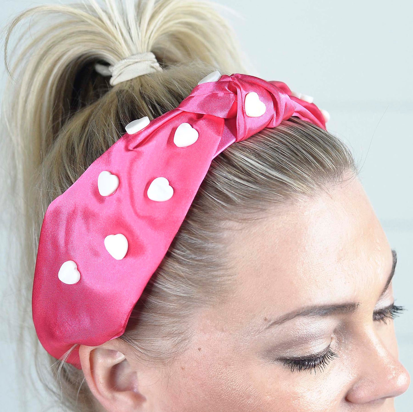 Pink Heart Knotted Headband
